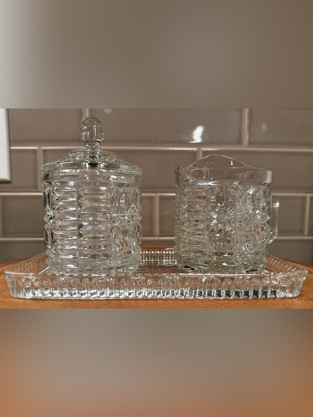 Vintage Federal Windsor Cream & Sugar Set with Tray Collectible Serveware